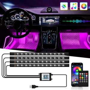 Neon 36 48 72 LED Interior Ambient Foot Light Wireless Remote App Control Auto RGB Atmósfera Lámpara decorativa 10 mejores ventas mini pie - №9