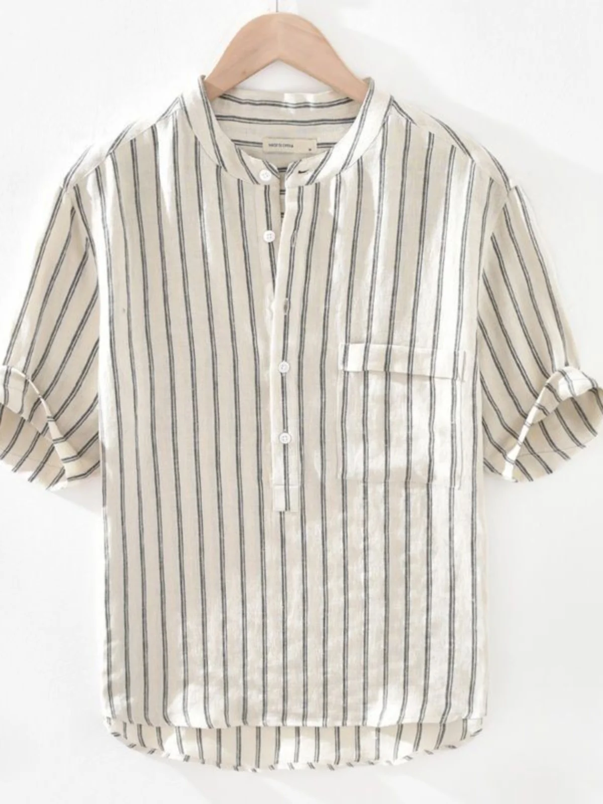 

Мужская футболка из хлопка и льна ort Sve, летняя трендовая футболка в вертикальную полоску f Sve Linen irt, удобный дышащий повседневный топ