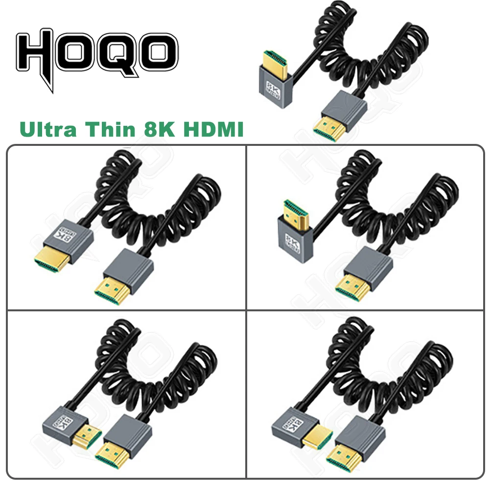 1M 8K HDMI 2.1 Spring Cable Mini Micro HDMI Stretch Spring 8K 60HZ Curl Flexible Cord for PC Phone Tablet Camera DV Monitor HDTV