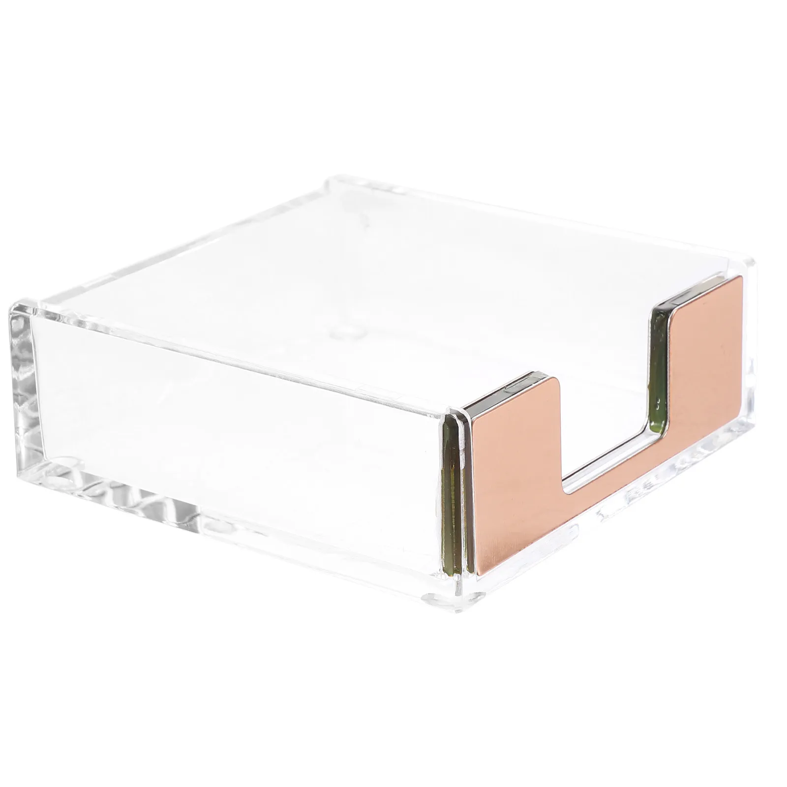 Mini Clear Memo Holder Desktop Organizer Notepad Container Paperclip Storage Box Office Supplies Business Card Stand