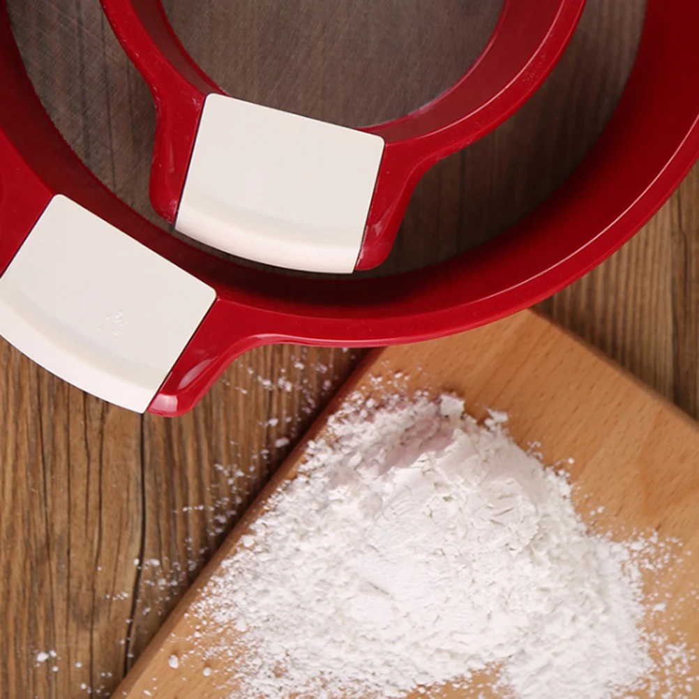 

1pc Powder Sifter For Baking Lightweight Rust Resistant Handle Design Bread Pizza Dough Cookie Gadgets Red White