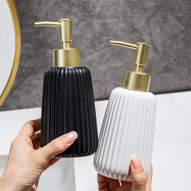 300ml soap dispenser ceramic hand sanitizer bottle press type bathroom shower gel shampoo sub packaging bottle dispenser