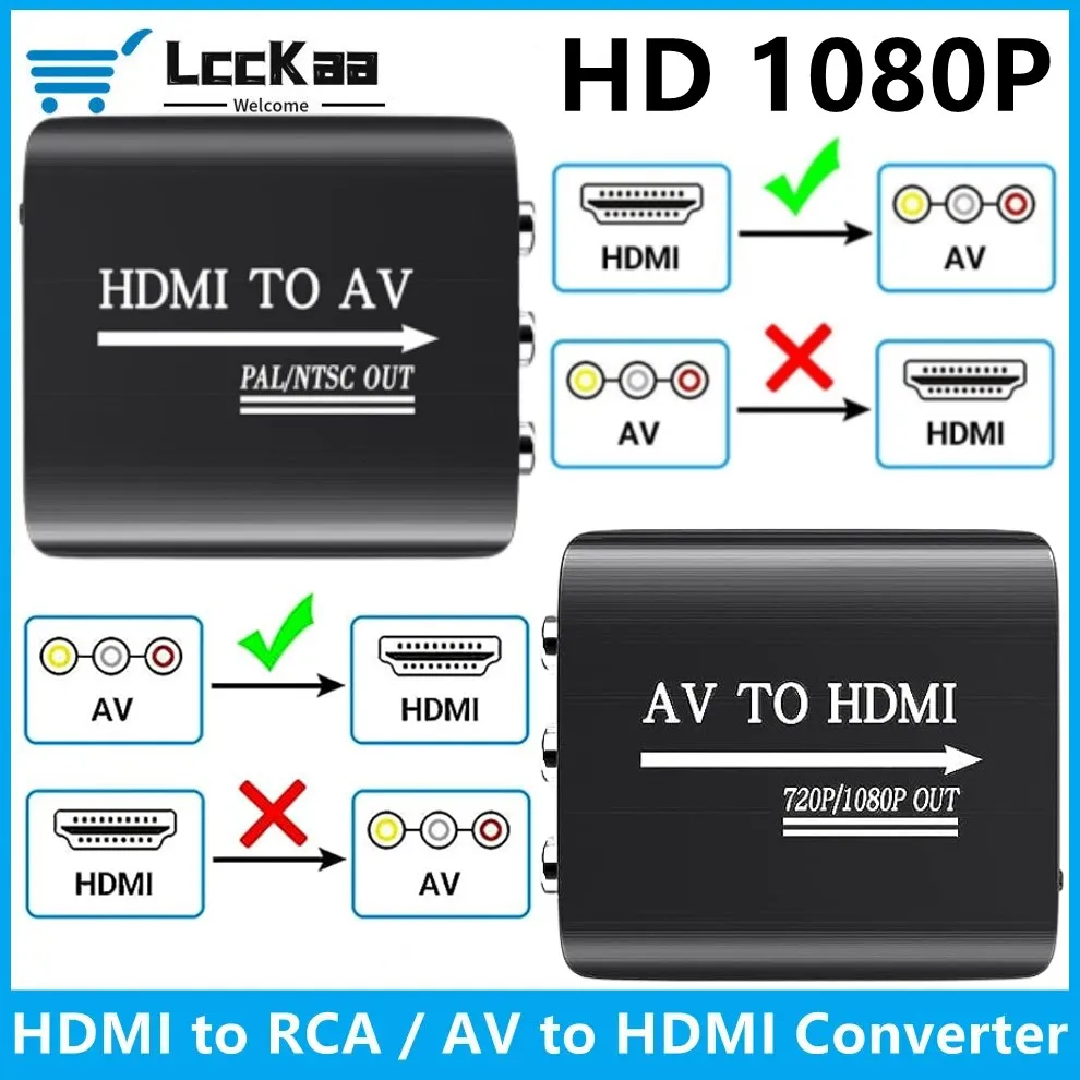 HDMI to AV RCA CVSB L/R Video Converter Support NTSC PAL HD 1080P RCA AV To HDMI Composite Adapter Converter CVBS AV Adapter