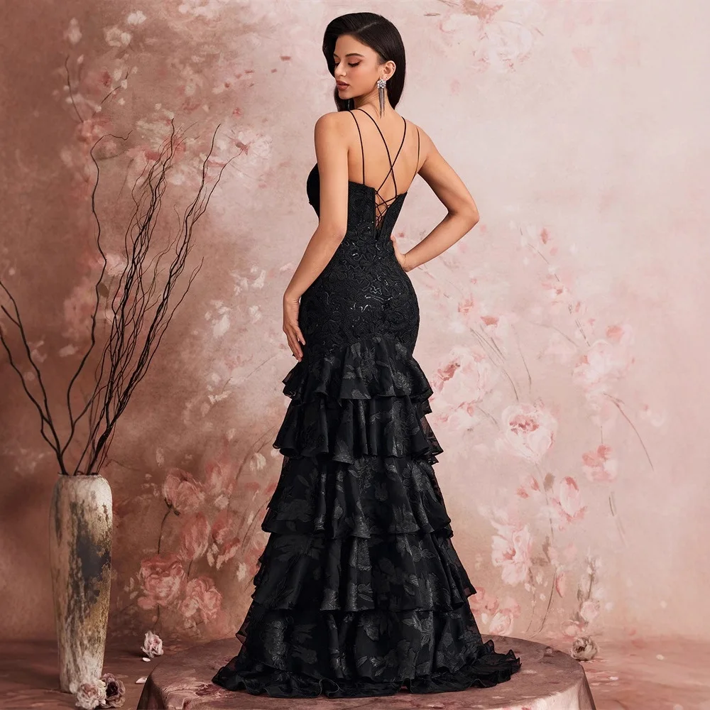 European and American Oblique Shoulder Elegant Cocktail Party Dinner Dress Luxury Split Bridesmaid Graduation Cake Dress