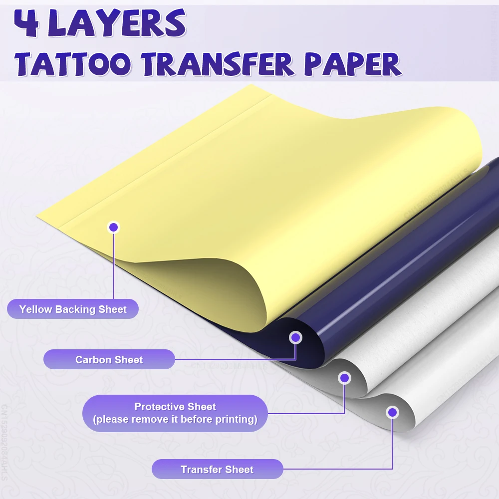 10 Sheets Tattoo Transfer Paper Copy Paper Carbon Thermal Transfer Paper for Tattoo Transfer Thermal Printer A4 Size 210*297mm