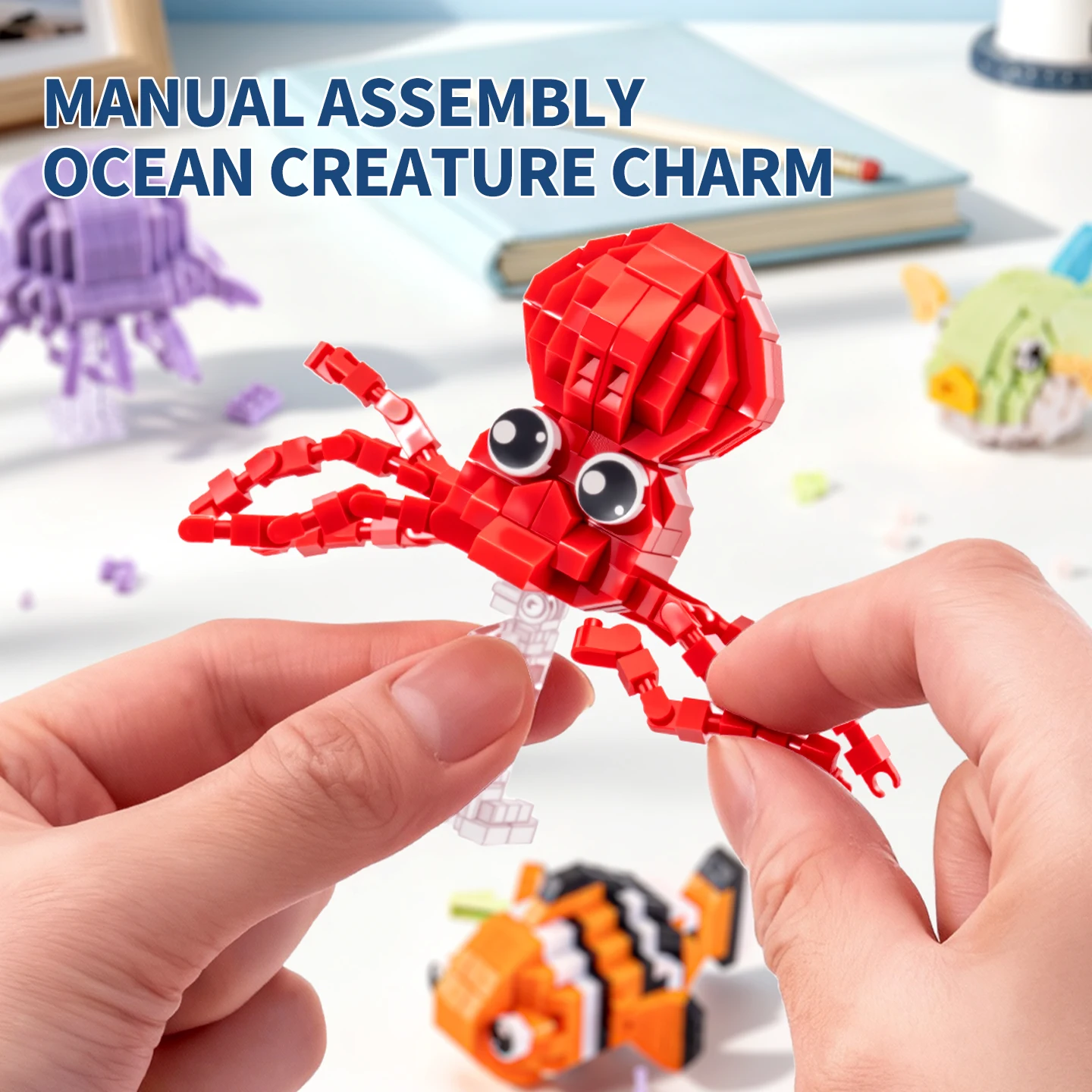 DIY Marine Life Block Sea Creature Building Blocks Children Crab Puzzle Lobster Shark Turtle Starfish Whale Model Toys for Kids