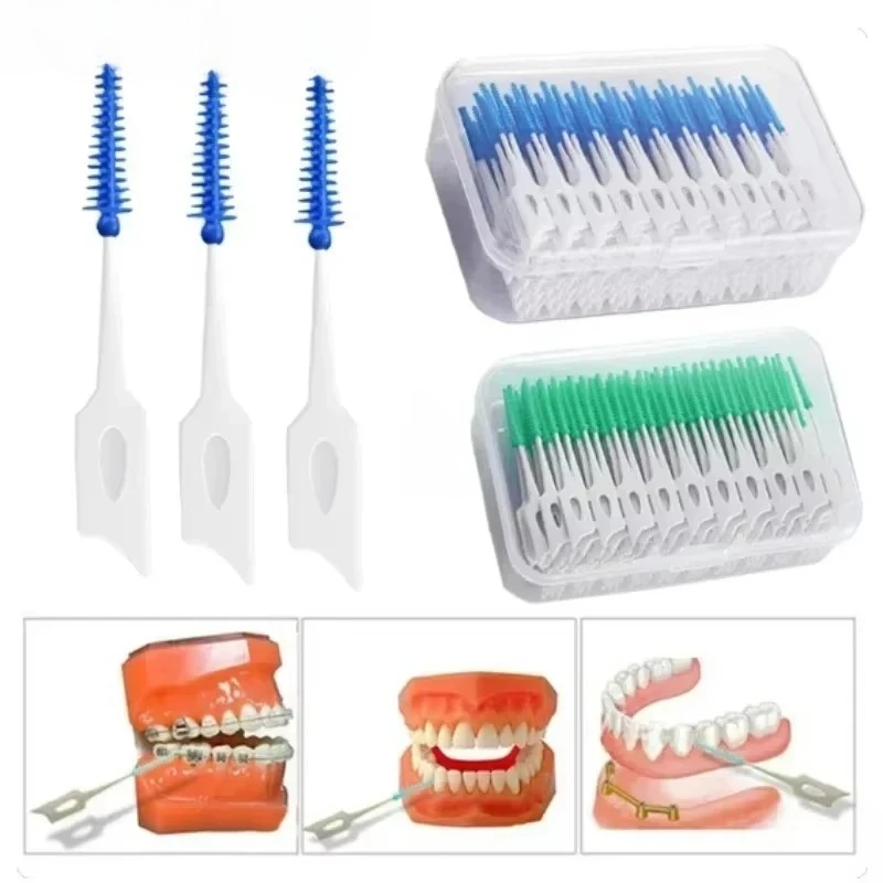 40/120/200Pcs Floss Hygiene Dental Silicone Interdental Brush Toothpick Dental Beauty Health Teeth Cleaning Dental Supplies