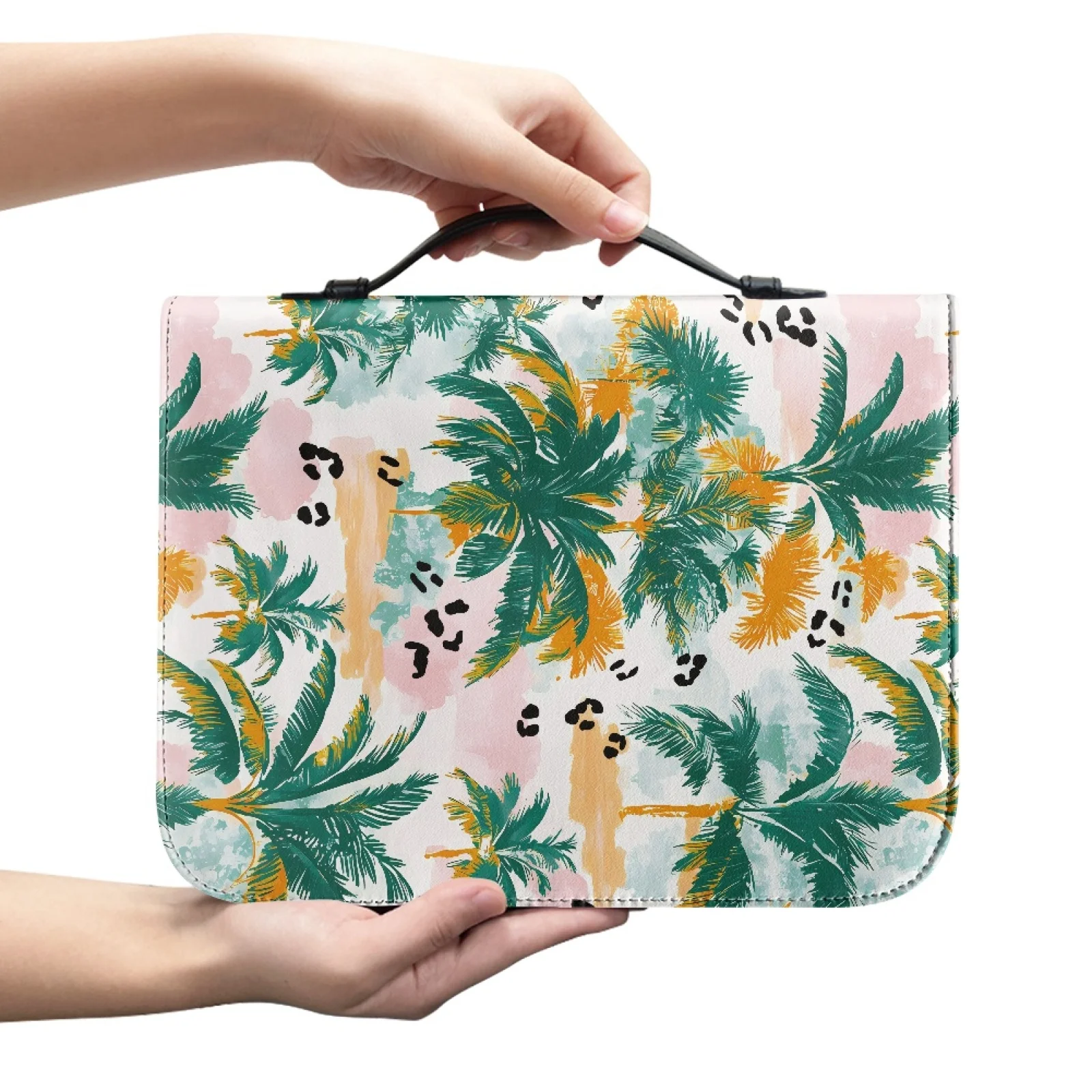 XIXIRIMIDO Palm Trees Pattern New Arrival Protective Bible Tote Bag for Church PU Leather Bible Covers Case