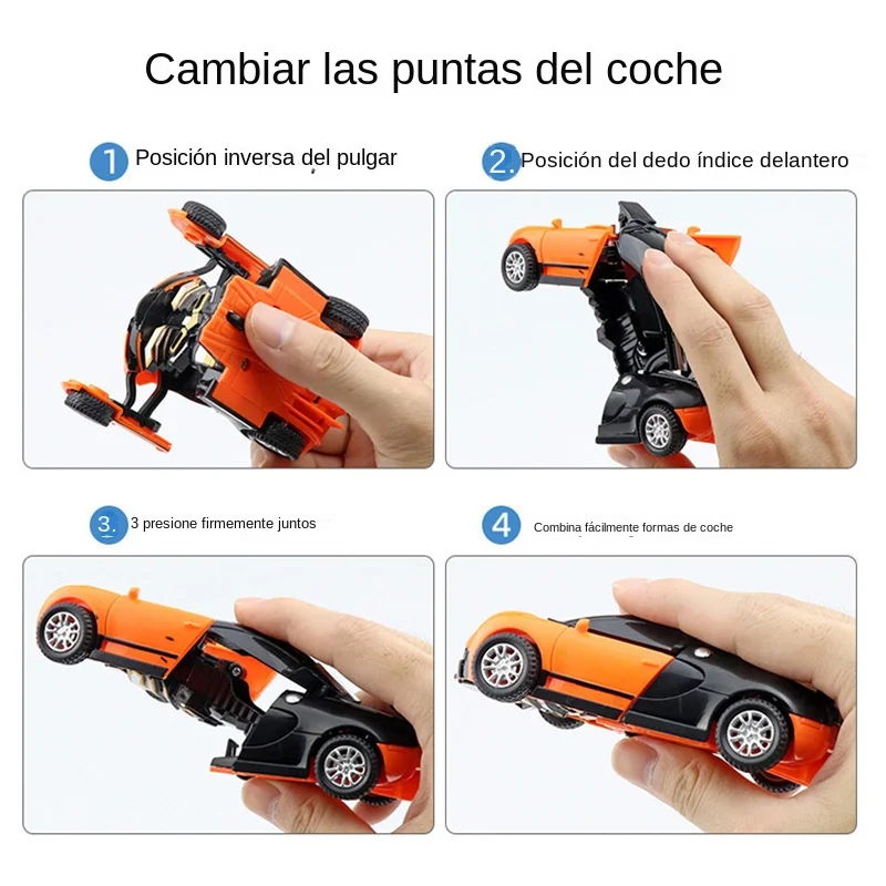 Vehículo transformable para niños, juguete de impacto de colisión de coche, inercia de un botón, Robot Bugatti Veyron, regalo para bebés