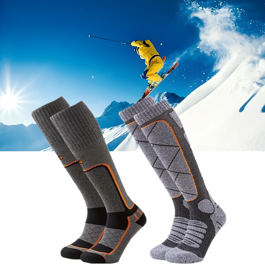

1/2PairsSkiingSocks Winter Sports Ski Socks Thermal Protection Non Slip Grip Reinforcement Breathable Cushion Athletic Men Women