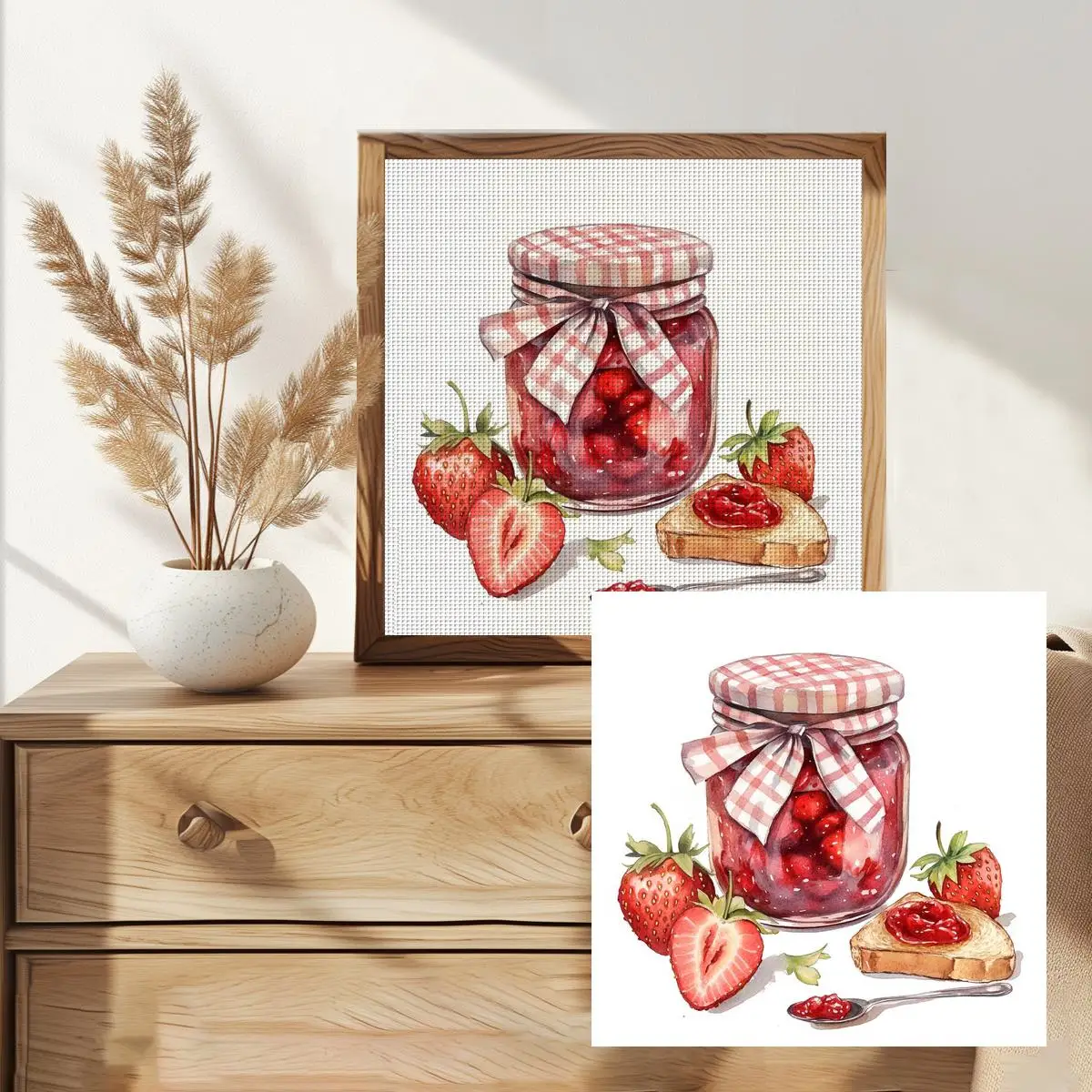 1 Stück 30x30 cm/11,8 Zoll Kreuzstich-Set mit Erdbeer-Motiv, DIY-Set 11/14/16CT, DIY-Stickerei-Set, DIY-Kreuzstich-Set – Detail 2