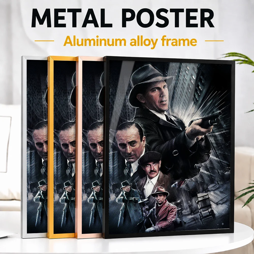 Gangster Movie Framed Aluminum Metal Poster Customized Screen Tribute Wall Art Designed For Story Lovers To Display In Theater