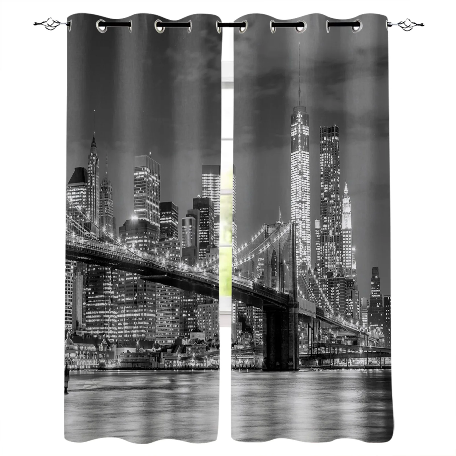 

Бруклинский мост Манхэттен, архитектура, затемняющие шторы, оконные шторы для спальни, гостиной, декоративные оконные шторы