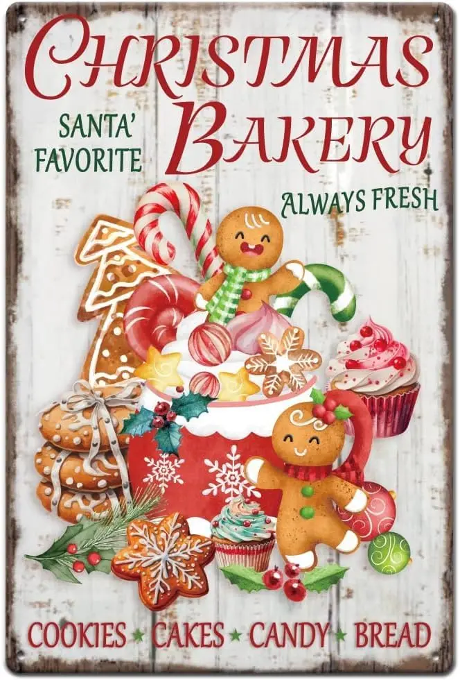 1p,Funny Sign Easter Barery Metal Tin Signs Cakes Candy Metal Sign Santa Favorite Tin Sign Plaque Retro Metal Poster For Easter