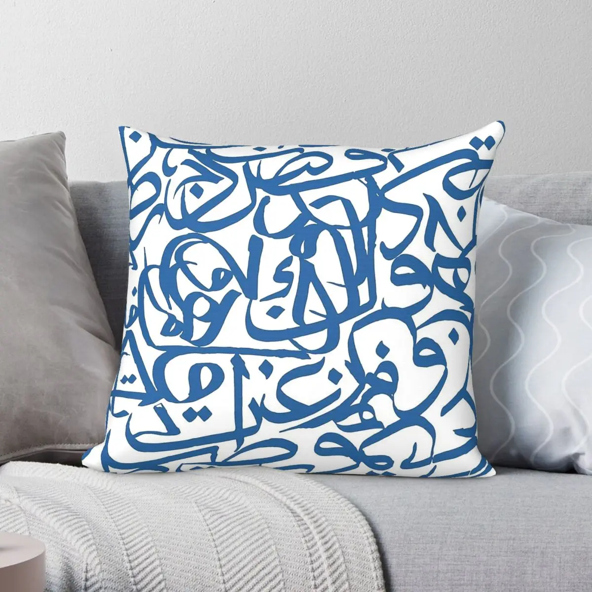 Arabic Alphabet Letter Square Pillowcase Polyester Linen Velvet Pattern Zip Decorative Throw Pillow Case Bed Cushion Cover 18