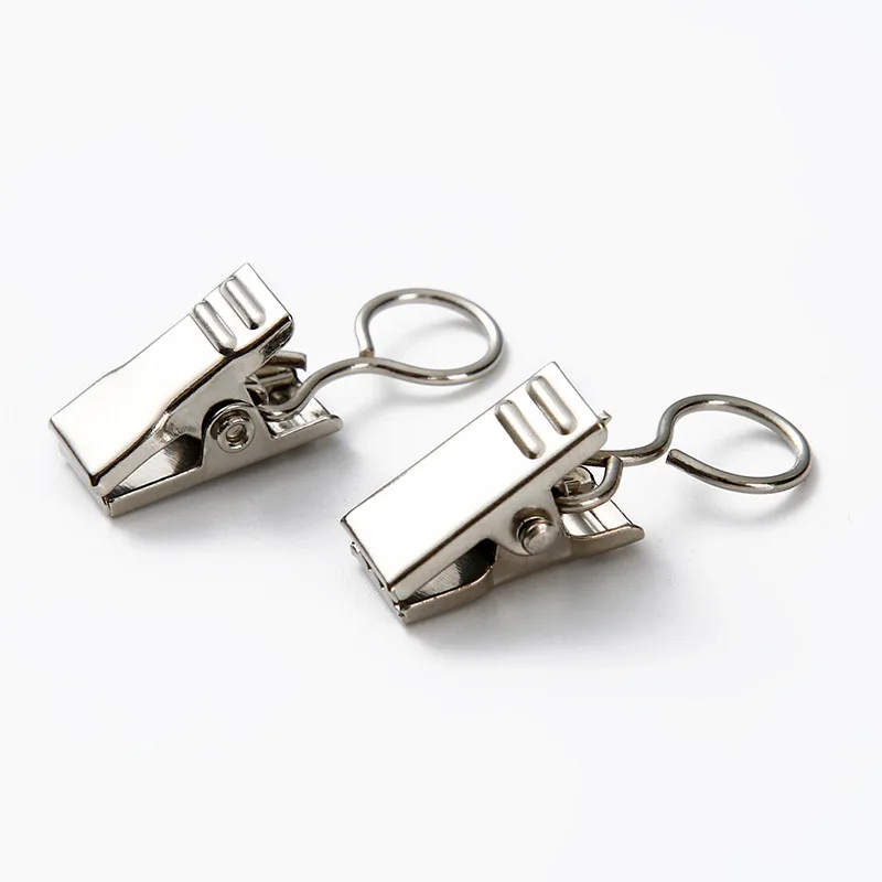 20pcs Stainless Steel Curtain Clips with Hook Durable Serrated Anti Slip Clip Home Bedroom Decorative Hanger Shower Curtain Hook