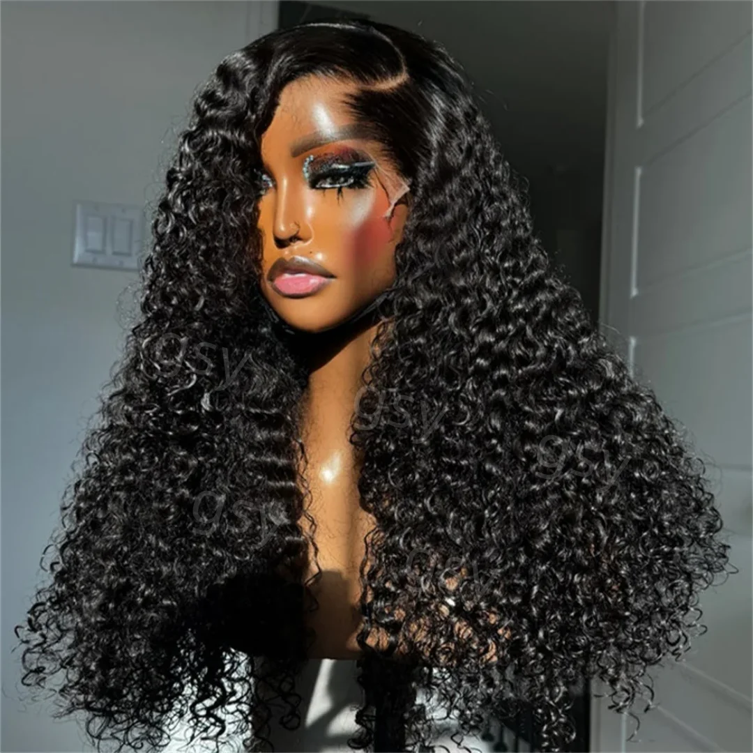 

Натуральный черный 26-дюймовый парик с натуральной линией волос, плотность 180, странный вьющийся парик спереди, предварительно выщипанный, ежедневно для чернокожих женщин, детские волосы