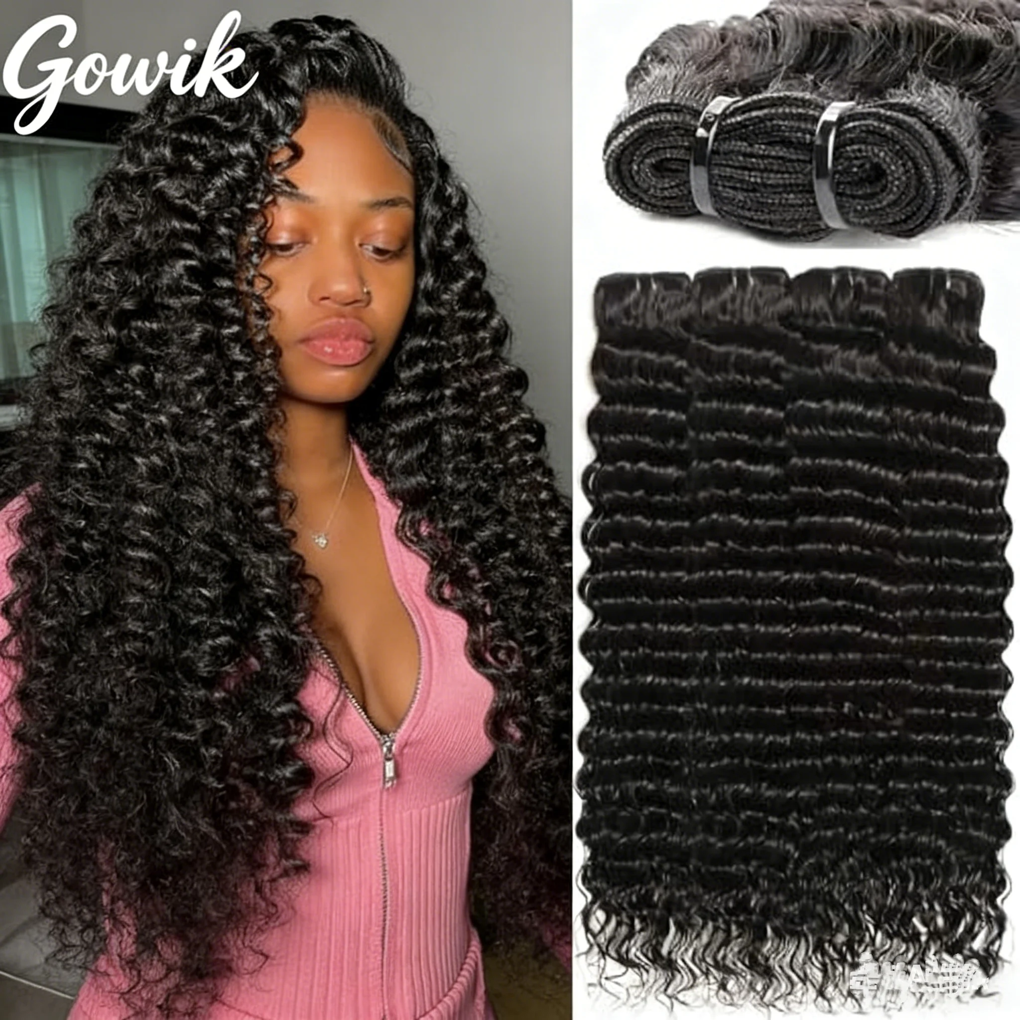 

Наборы кудрявых волос из 100% бразильских человеческих волос, 30-32 дюйма, глубокая волна, 1/3/4 пучка для женщин, класс 14A, густые накладные волосы