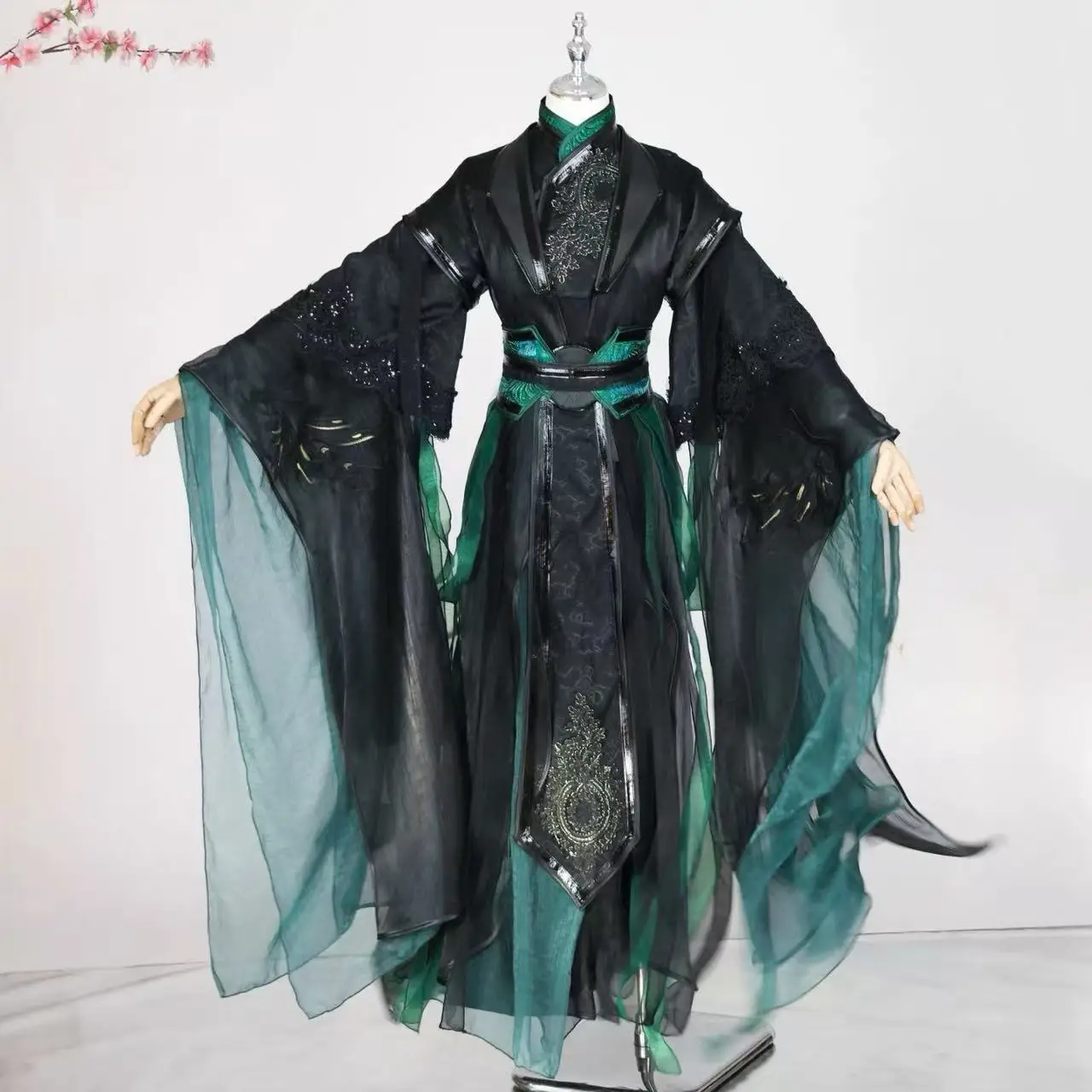 

Trendy Game Cosplay Costume Heaven Official's Blessing Qiron Hanfu Dress Set Dark Black Stained Wuxia Martial COS Suits Anime