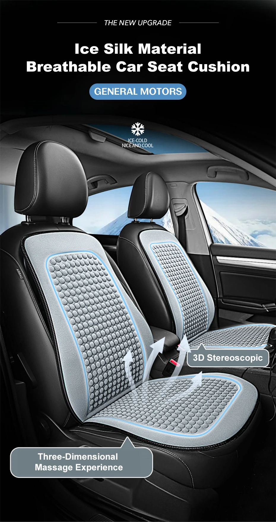 Sommer kühlung Sitzkissen atmungsaktive Autos itz bezüge Bump Massage Automobile Sitz bezug Universal Sitz schutz polster – Detail 1