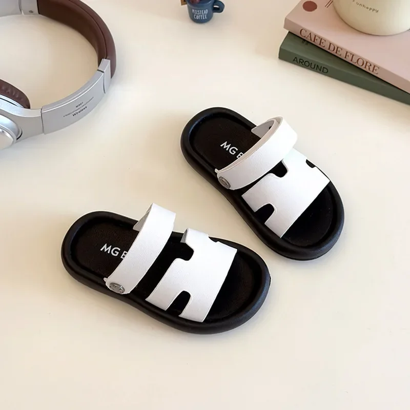 Summer Kids Slip-On Beach Sandals Children Soft Sole Non-Slip Water Shoes Boy Girl Open-Toe Breathable Shoes Outdoor Casual Shoe