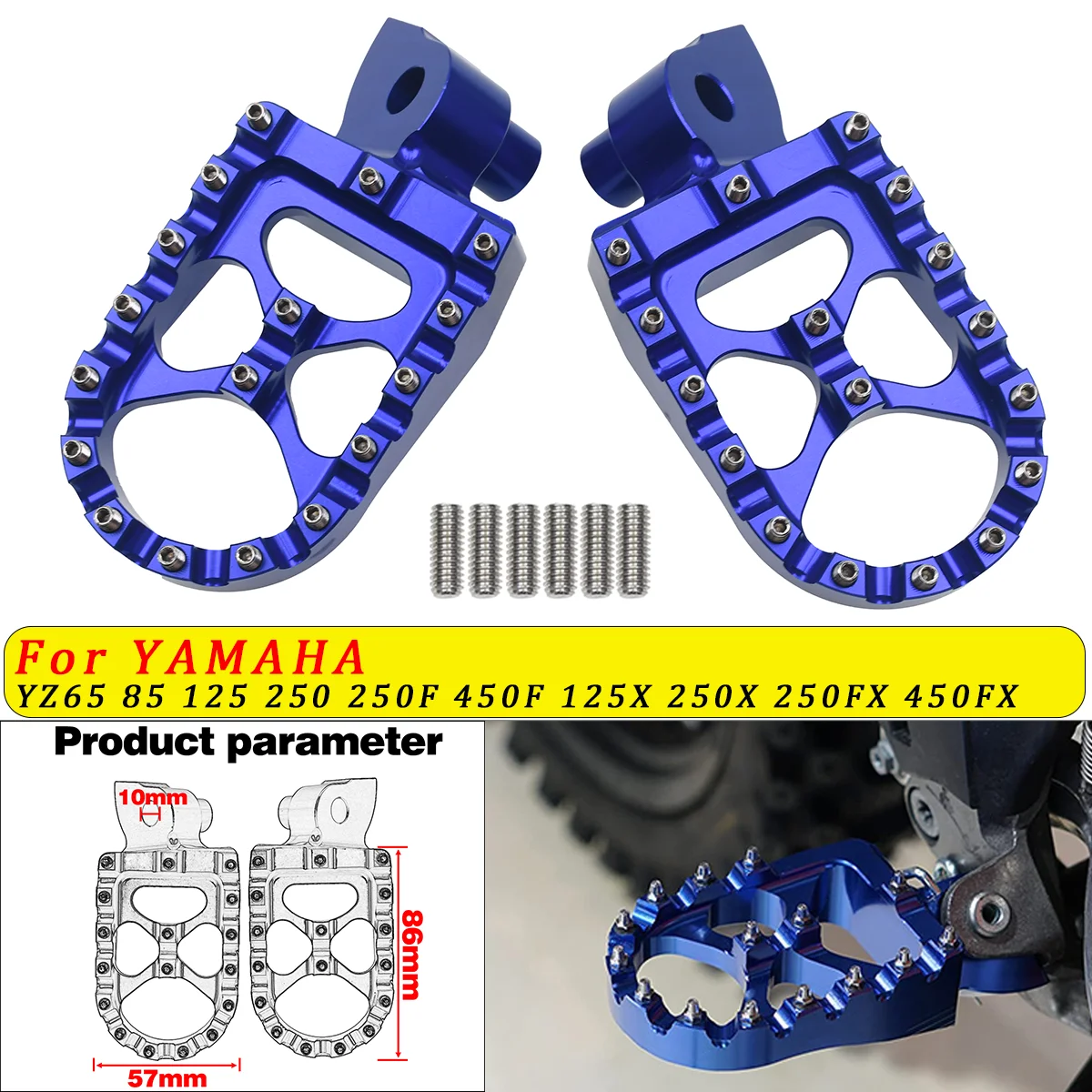 

CNC Footpeg Foot peg Pedals Rest For YAMAHA YZ85 YZ125 YZ250 125X YZ250F YZF WRF 250 450 YZF250 WRF250 WR450F YZ 250F 2001-2023