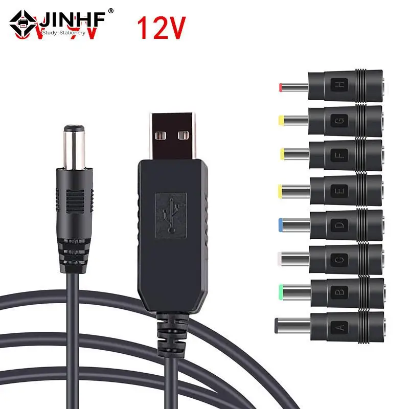 

USB to DC Power Cable 5V To 9V 12V Boost Converter 8 Adapters USB to DC Jack Charging Cable for Wifi Router Mini Fan Speaker