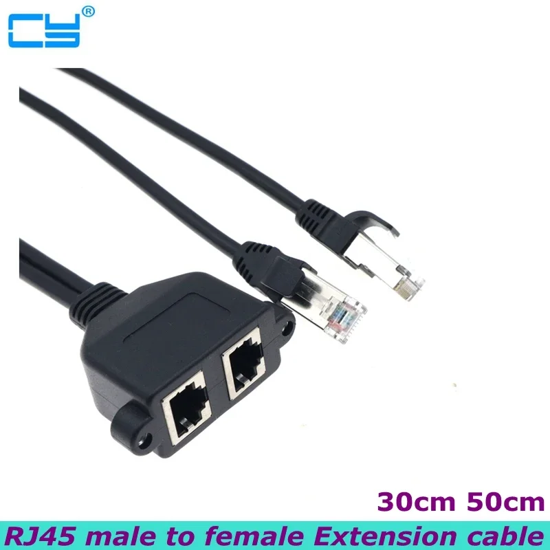 8Pin RJ45 تمديد كابل 2 ذكر زوج مزدوج أنثى المسمار لوحة تصاعد ثقب إيثرنت Lan شبكة CAT5 كابل الشبكة 0.5 متر 0.3 متر