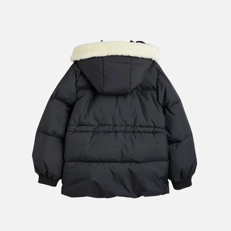 ins wind mini autumn and winter New M.Rodini Boys Girls panda black wool collar cotton-padded jacket