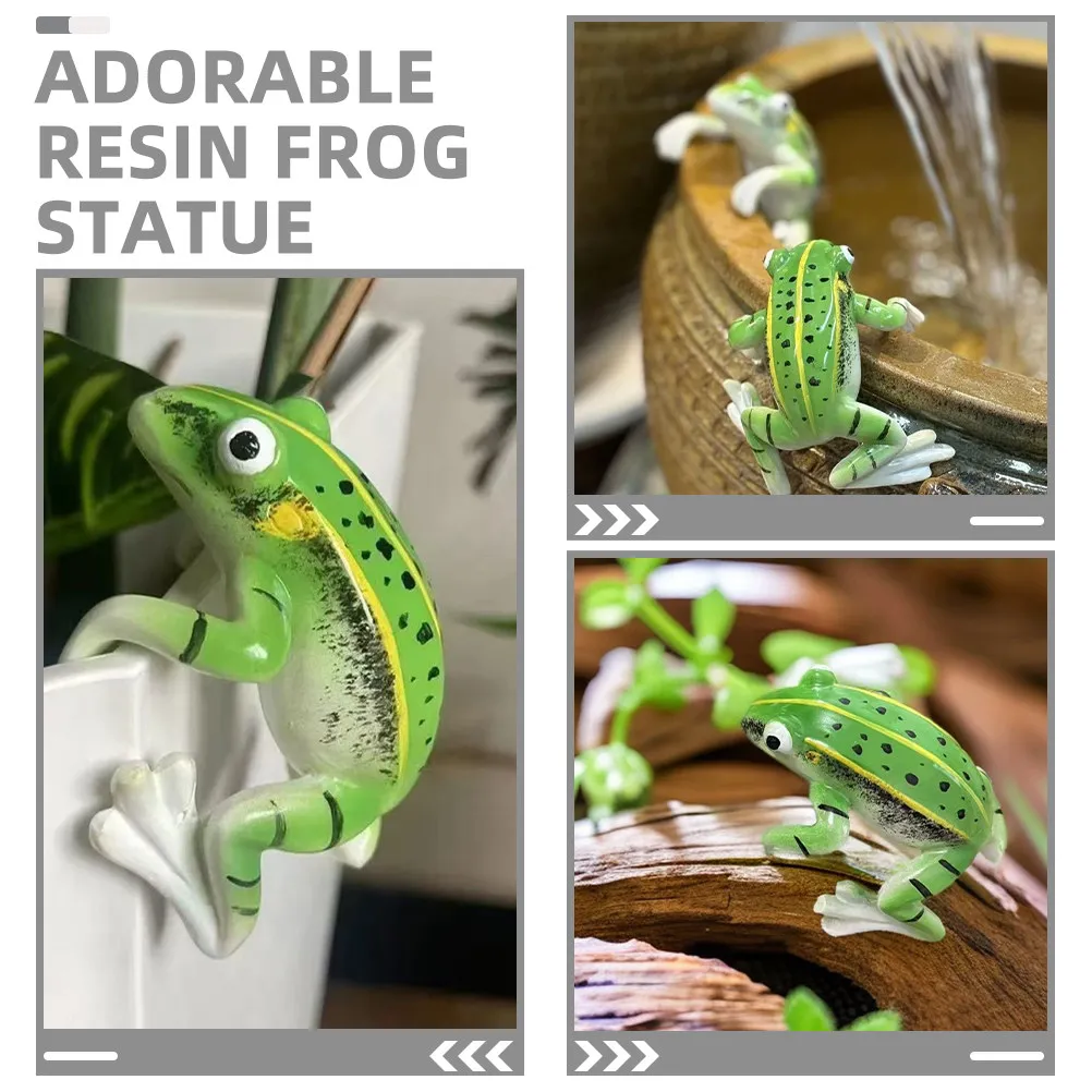 Cute Resin Frog Statue Hanging Micro Landscape Craft for Garden Patio Yard Outdoor Decoration Simulation Animal Sculpture