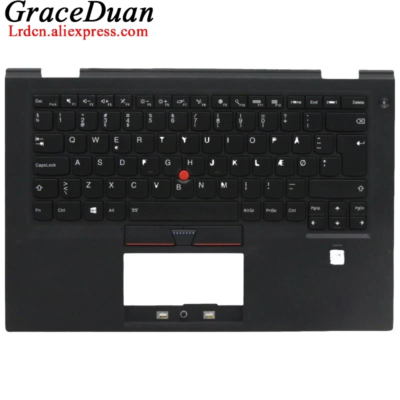 

DK Danish Black Keyboard Upper Case Palmrest Shell Cover For Lenovo Thinkpad X1 Carbon 4th Gen4 G4 01AV160 01AV199