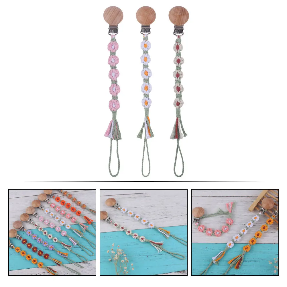 

3 Pcs Pacifier Clip Stroller Strap Cotton Straps Strollers Toy Holder for Baby Pacifiers Fixing Rope Lanyard