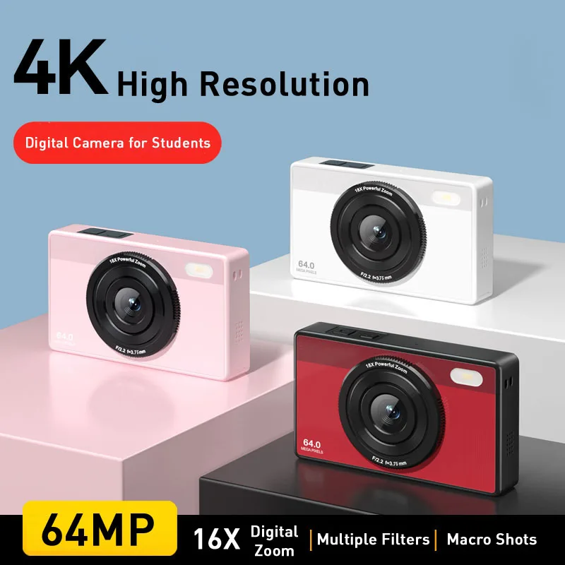 YYHC-Student digital camera 16x zoom 64 megapixel Mini HD selfie instantly captures cheap SD memory