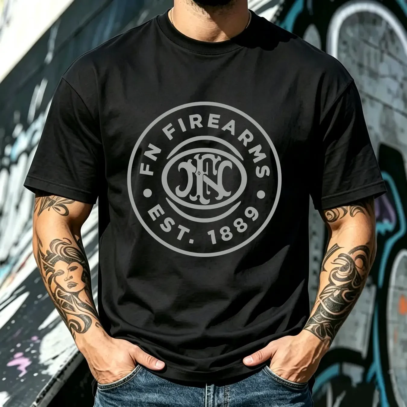 washed T Shirt Hot Sale Pin On Fn Herstal Logo Funny Size S To 5Xl long or short sleeves vintage Washed Unisex Stretched homme