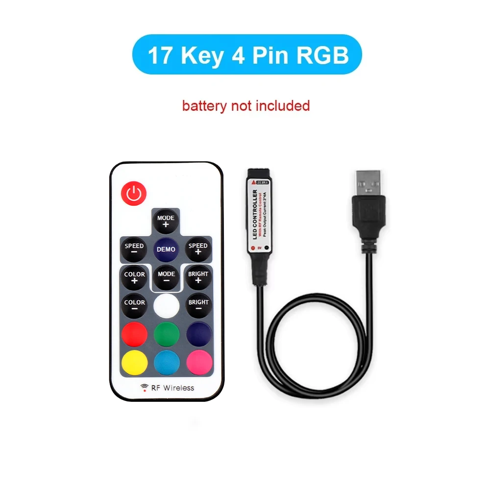 Usb Led Strip Verlichting Rgb Usb Ir Rf Afstandsbediening 5V 12V 24V Rgbw Led Strip Licht 3 17 20 24 Key Remote Draadloze