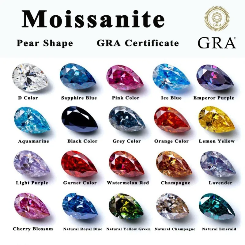 

Moissanite Pear Shape VVS1 Charms DIY Beads for Jewelry Making Pendant Materials with Certificate