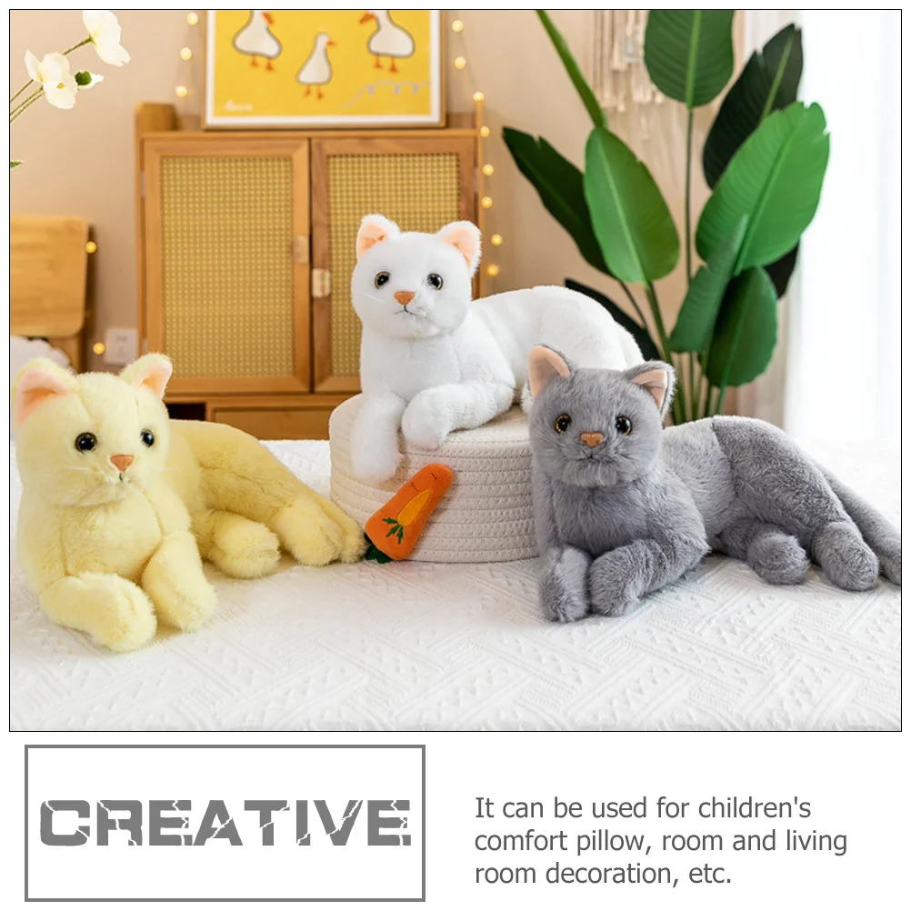 Chats en peluche de dessin animé pour enfants, animaux en peluche, jouets de simulation, chaton, aspect réel