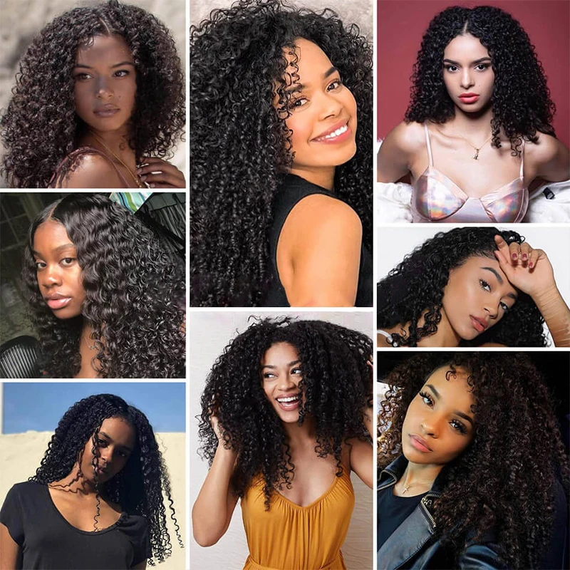 Perucas dianteiras encaracoladas do laço para mulheres negras, cabelo humano, pre arrancado com cabelo do bebê, 13x4