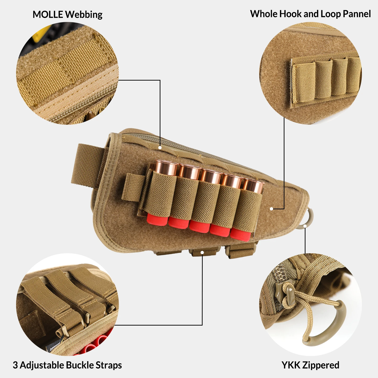 VOTAGOO Tactical Gunstock Pouch Buttstock Shotgun Rifle Shell Holder for Cheek Rest Ammo Holder Pouch view 4
