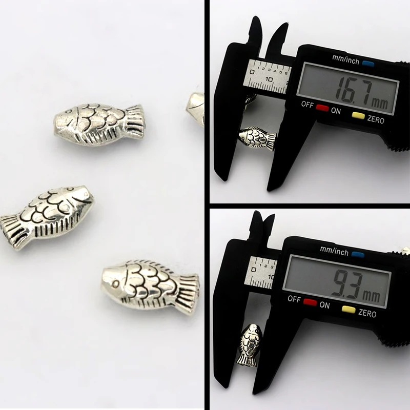 30pcs Mixed Tibetan Silver Small Big Fish Animal Metal Spacer Loose Charm Bead For Jewelry Making Diy Bracelet Accessoreise