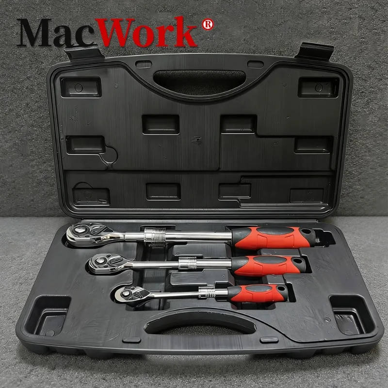 

3Pcs Extendable Socket Wrench 1/4 "3/8" 1/2 "Drive 72 Teeth Labor-saving Wrench Toughbuilt Ratchet Wrench for Car Maintenance