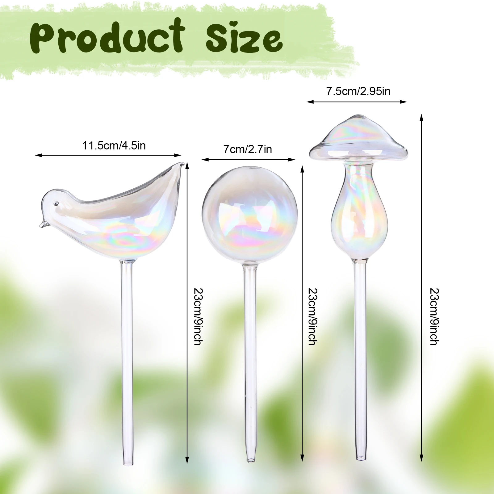 3PCS Plant Watering Globes Large Plant Watering Bulbs Colorful Bird Automatic Self Watering Device Drippers Irrigation System