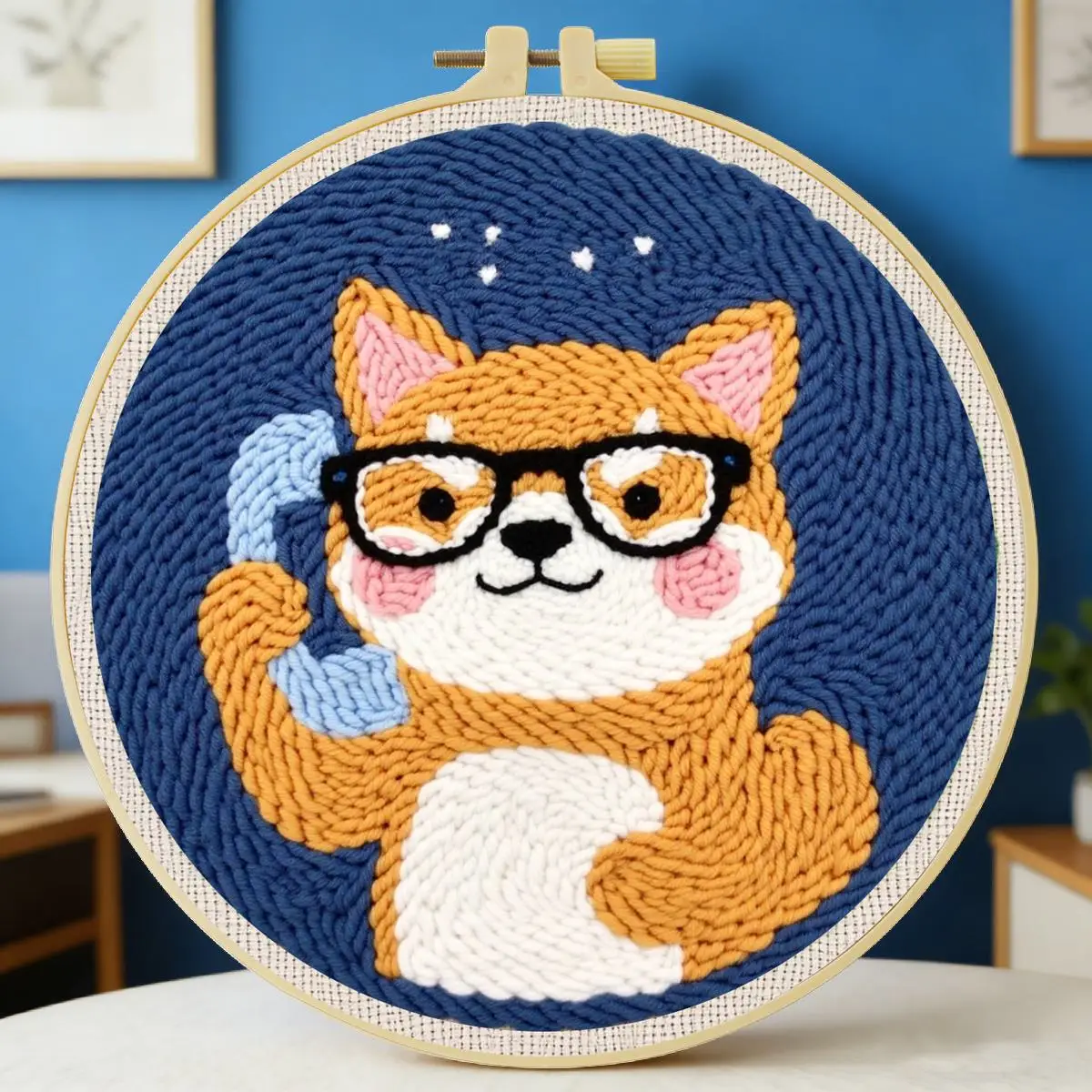 20X20CM/7,87 Zoll Hund Punch Needle Stickerei-Set Kit Stickerei Gestrickte Stickerei DIY Handgemachtes Geschenk Heimdekoration – Detail 6