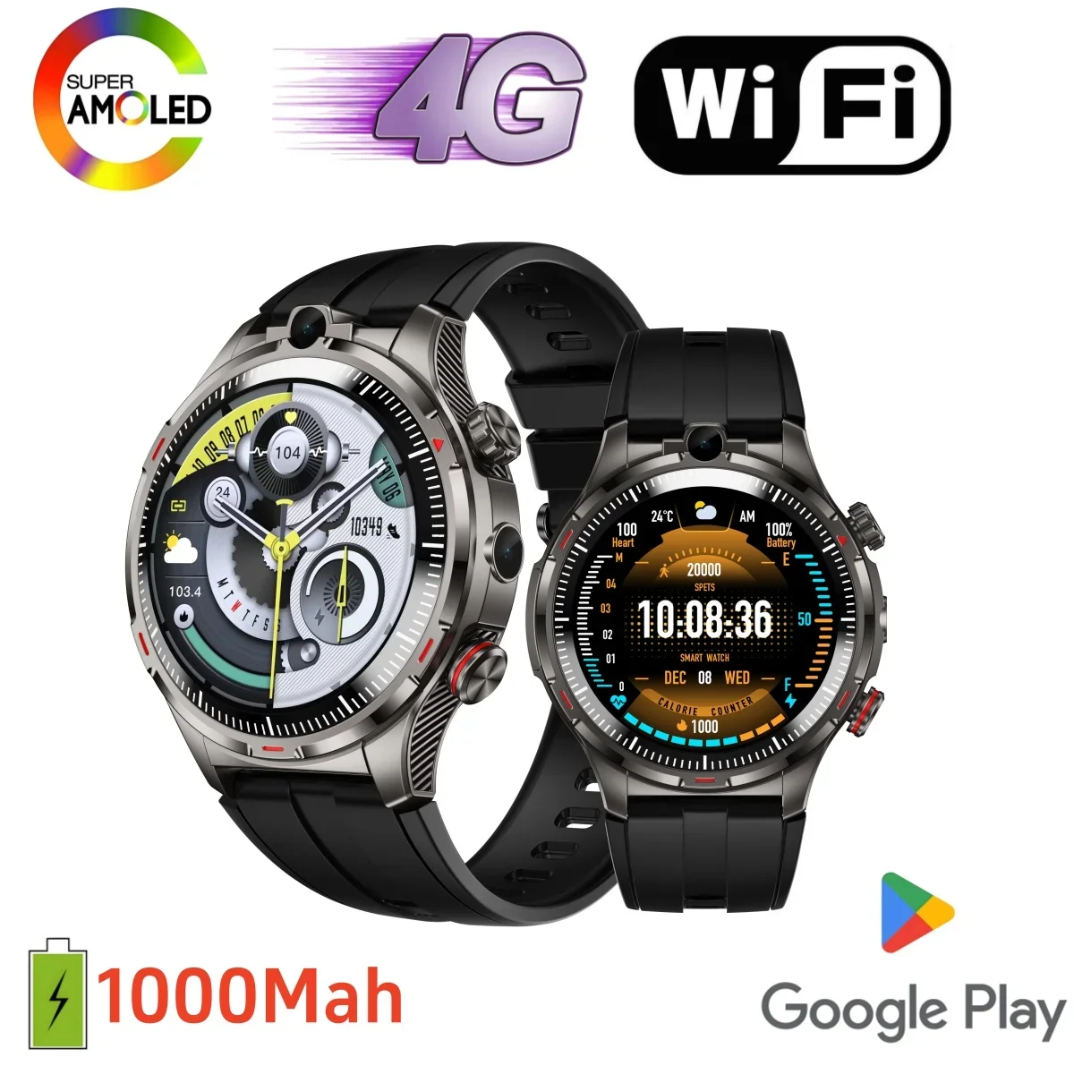 

2024 New 8GB+128GB 4G Smartwatch 4G Calling Video Call 5G Sim Card Supported Dual Cameras for Men Women with Sport WIFI & GPS