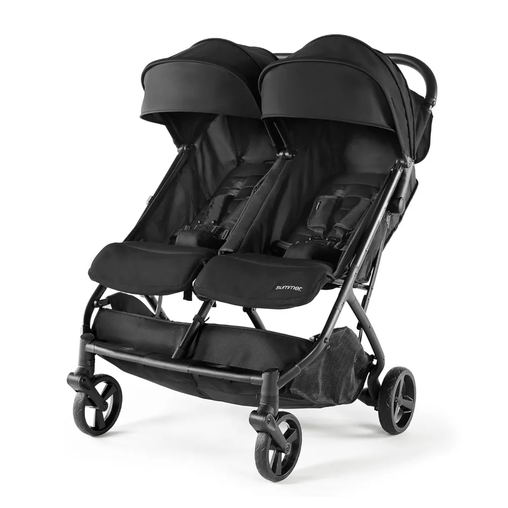 3Dpac CS+ Double Stroller–Car Seat Compatible Lightweight Stroller with One-Hand Fold,Reclining Seats,Two Extra-Large Canopies