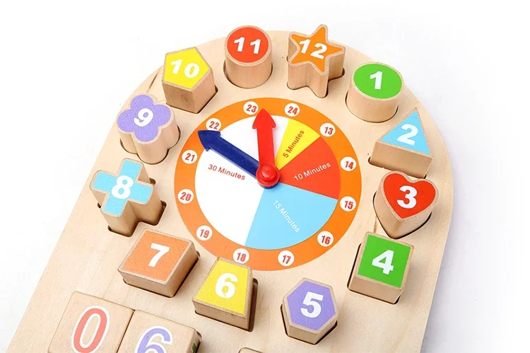 Custom Digital Children Geometric 3D Clock Wooden Educational Toy Clock