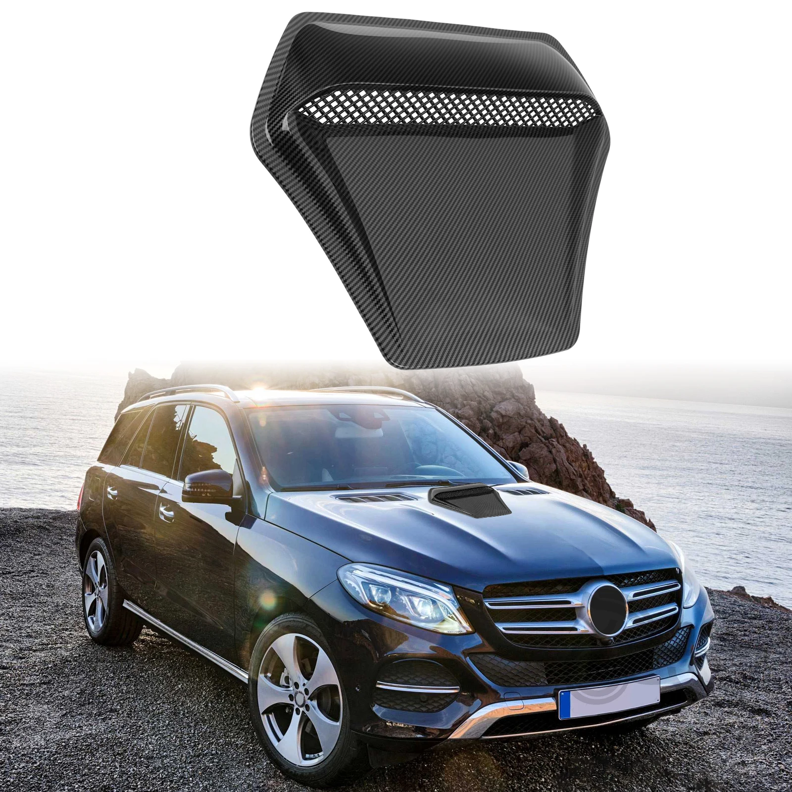 

Universal Carbon Fiber Car Engine Hood Vent Cover Decor Air Flow Intake For Ford Escape Outlet Cover Decoration