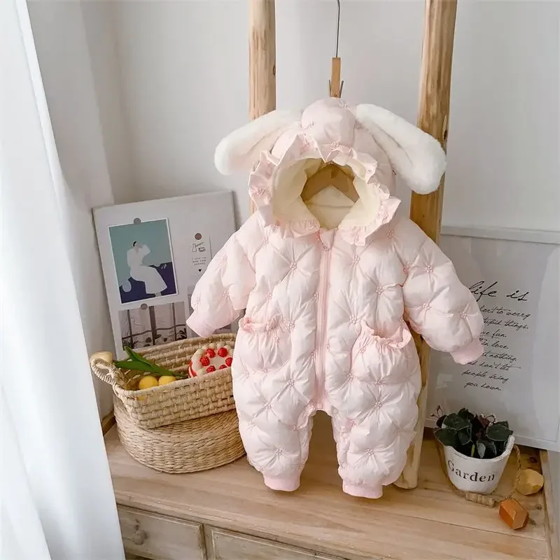 Baby Romper 2024 New Baby Winter Clothes Jumpsuit Cute Girls Baby Outdoor Clothes Children Cold Protection Warm Romper