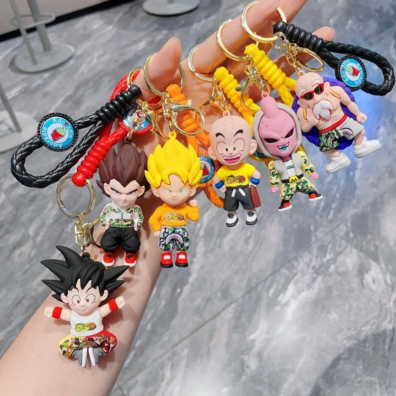 Crayon Shin-chan Cartoon Keychains Anime Dragon Ball Keychain  Super Saiyan Son Goku Bulma  Car Pendant Fashion Bag Pendant