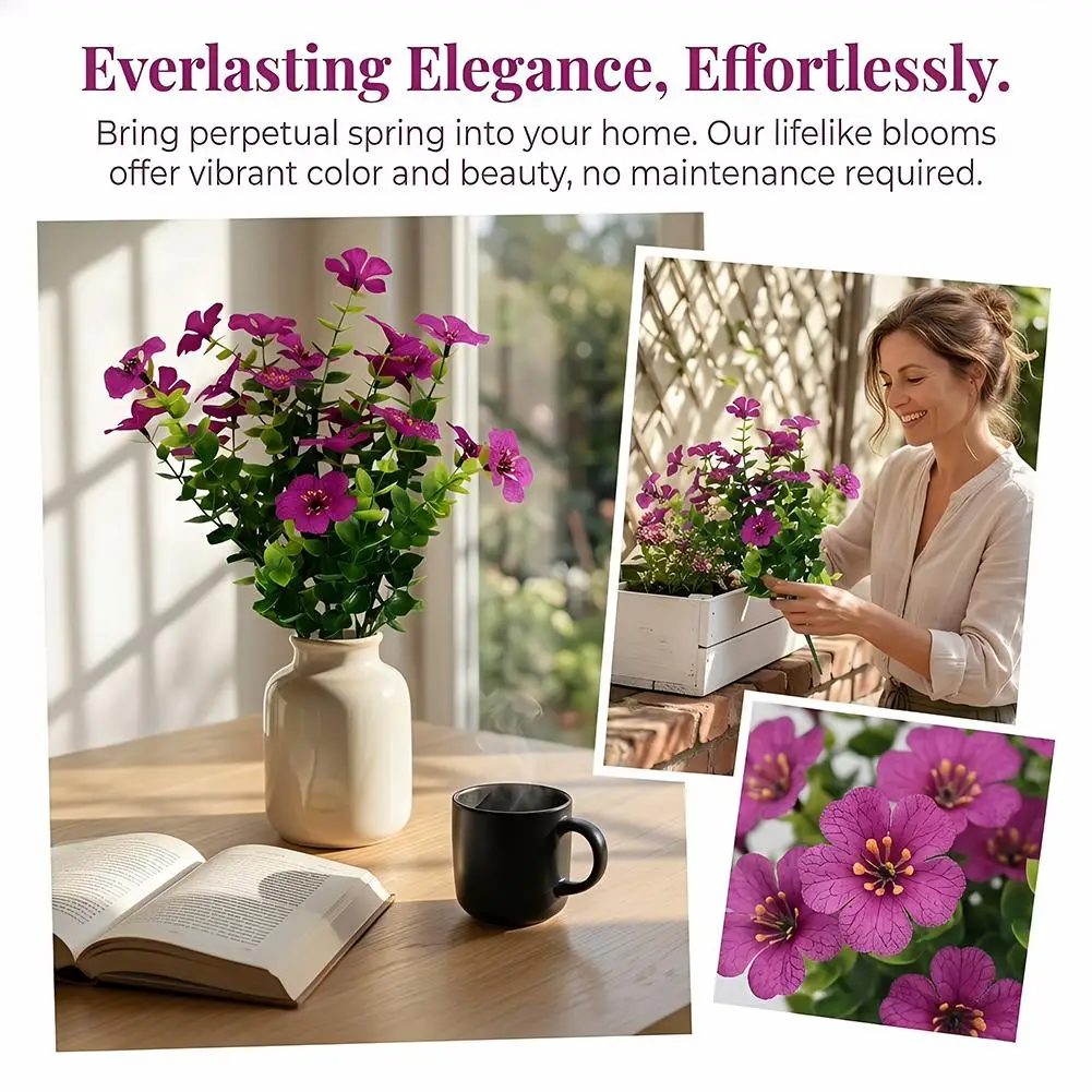 Simulated Flowers Fake Flowers Spring Colors Eucalyptus Room Plastic Violet Flowers Decoration Simulated Wedding Flowers Dr N1F6